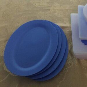 Tupperware blue oval plates measuring approx 7 x 10 1/2 inches